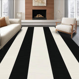 Ultra Soft Area Rug, Non Slip, Stain Resistant, Washable Area Rugs for Living Room, Bedroom, KaHouen Striped Pattern Rug(Black)