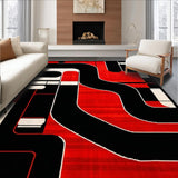 Ultra Soft Area Rug, Non Slip, Stain Resistant, Washable Area Rugs for Living Room, Bedroom, Dynamic Red and Black Patterns(Red)