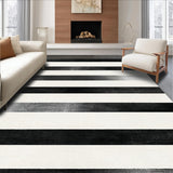 Ultra Soft Area Rug, Non Slip, Stain Resistant, Washable Area Rugs for Living Room, Bedroom, Modern Bistro Inspired Ground Cover With Alternating Band Pattern(Black)