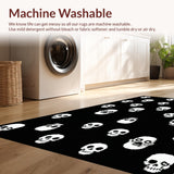 Ultra Soft Area Rug, Non Slip, Stain Resistant, Washable Area Rugs for Living Room, Bedroom, Whimsical Monochrome Skull Motif(Black)