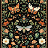 Ultra Soft Area Rug, Non Slip, Stain Resistant, Washable Area Rugs for Living Room, Bedroom, Bold Graphic Insect Illustrations(Black)