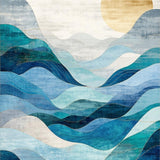 Ultra Soft Area Rug, Non Slip, Stain Resistant, Washable Area Rugs for Living Room, Bedroom, Abstract Waves Accent Rug Non Shedding Blue Ivory Floor Carpet(Blue)