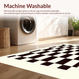Ultra Soft Area Rug, Non Slip, Stain Resistant, Washable Area Rugs for Living Room, Bedroom, Modern Checker with Cream and Chocolate Tones(Black)