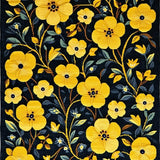 Ultra Soft Area Rug, Non Slip, Stain Resistant, Washable Area Rugs for Living Room, Bedroom, Artistic Modern Flower Pattern(Yellow)