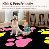 Ultra Soft Area Rug, Non Slip, Stain Resistant, Washable Area Rugs for Living Room, Bedroom, Fun Loving Doggie Bone Theme(Pink)