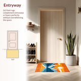Ultra Soft Area Rug, Non Slip, Stain Resistant, Washable Area Rugs for Living Room, Bedroom, Expressive Circular Abstract Aesthetics(Orange)