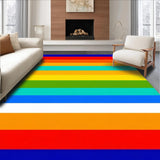 Ultra Soft Area Rug, Non Slip, Stain Resistant, Washable Area Rugs for Living Room, Bedroom, Playful Colorful Striped Arrangement(Red)