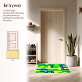 Ultra Soft Area Rug, Non Slip, Stain Resistant, Washable Area Rugs for Living Room, Bedroom, Cheerful Town Scene Layout(Yellow)