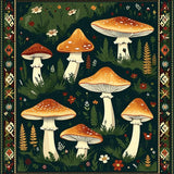 Ultra Soft Area Rug, Non Slip, Stain Resistant, Washable Area Rugs for Living Room, Bedroom, Rustic Mushroom Botanical Motif(Green)