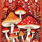 Bright Cheerful Mushroom Patterned(Red)
