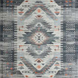 Ultra Soft Area Rug, Non Slip, Stain Resistant, Washable Area Rugs for Living Room, Bedroom, Rustic Ethnic Distressed Motif(Gray)