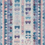 Ultra Soft Area Rug, Non Slip, Stain Resistant, Washable Area Rugs for Living Room, Bedroom, Preppy Curves Rug With Layered Bows And Playful Scallop Trim Artistic Pattern(Blue)