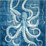 Ultra Soft Area Rug, Non Slip, Stain Resistant, Washable Area Rugs for Living Room, Bedroom, Octopus Rug - Blue and White Octopus Pattern(Blue)
