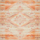 Low Pile Non Slip Neutral with Distressed Bohemian Design(Orange)