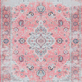 Ultra Soft Area Rug, Non Slip, Stain Resistant, Washable Area Rugs for Living Room, Bedroom, Contemporary Abstract Circular Design(Pink)