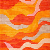 Ultra Soft Area Rug, Non Slip, Stain Resistant, Washable Area Rugs for Living Room, Bedroom, Funky Earth Tones Pattern(Orange)