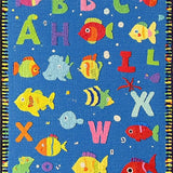 Ultra Soft Area Rug, Non Slip, Stain Resistant, Washable Area Rugs for Living Room, Bedroom, Playroom ABC Ocean Animals Area Rug Early Learning Alphabet Mat(Blue)