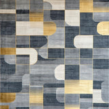 Ultra Soft Area Rug, Non Slip, Stain Resistant, Washable Area Rugs for Living Room, Bedroom, Sleek Modern Tiled Aesthetic(Gray)