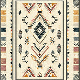Tribal Design Plush Entryway Non Shedding(Beige)