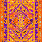 Ultra Soft Area Rug, Non Slip, Stain Resistant, Washable Area Rugs for Living Room, Bedroom, Chic Ethnic Patterned Accent(Orange)