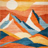 Ultra Soft Area Rug, Non Slip, Stain Resistant, Washable Area Rugs for Living Room, Bedroom, Dynamic Playful Multi-Tonal Design(Orange)