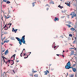 Ultra Soft Area Rug, Non Slip, Stain Resistant, Washable Area Rugs for Living Room, Bedroom, Charming Floral Scalloped Design(Pink)