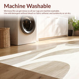 Ultra Soft Area Rug, Non Slip, Stain Resistant, Washable Area Rugs for Living Room, Bedroom, Modern Geo Wave Area Neutral Abstract Design(Beige)