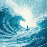 Ultra Soft Area Rug, Non Slip, Stain Resistant, Washable Area Rugs for Living Room, Bedroom, Surfboard Silhouette Wave Crest Rug With Ocean Swirl Motif And Sunburst Accents(Blue)