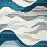 Ultra Soft Area Rug, Non Slip, Stain Resistant, Washable Area Rugs for Living Room, Bedroom, Elegant Oceanic Blue Palette(Gray)