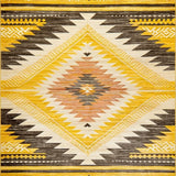 Ultra Soft Area Rug, Non Slip, Stain Resistant, Washable Area Rugs for Living Room, Bedroom, Vintage Tribal Patterned Aesthetic(Yellow)