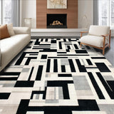 Ultra Soft Area Rug, Non Slip, Stain Resistant, Washable Area Rugs for Living Room, Bedroom, Striped Woven Area Rug Black & White Geometric Design(Black)