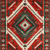 Ultra Soft Area Rug, Non Slip, Stain Resistant, Washable Area Rugs for Living Room, Bedroom, Farmhouse Vintage Christmas Living Room Washable Carpet(Red)
