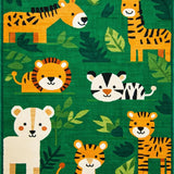 Ultra Soft Area Rug, Non Slip, Stain Resistant, Washable Area Rugs for Living Room, Bedroom, Colorful Whimsical Wildlife Design(Green)