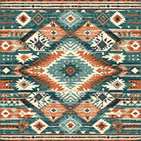 Ultra Soft Area Rug, Non Slip, Stain Resistant, Washable Area Rugs for Living Room, Bedroom, Geometric Teal and Red Fusion(Orange)