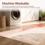 Ultra Soft Area Rug, Non Slip, Stain Resistant, Washable Area Rugs for Living Room, Bedroom, Artful Textured Geometric Composition(Orange)
