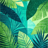 Ultra Soft Area Rug, Non Slip, Stain Resistant, Washable Area Rugs for Living Room, Bedroom, Vibrant Tropical Leaf Design Area with Relaxed Aesthetic(Blue)