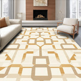 Beige Geometric Modern Indoor Area(Beige)