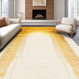 Ultra Soft Area Rug, Non Slip, Stain Resistant, Washable Area Rugs for Living Room, Bedroom, Dynamic Modern Sunray Illustration(Gold)