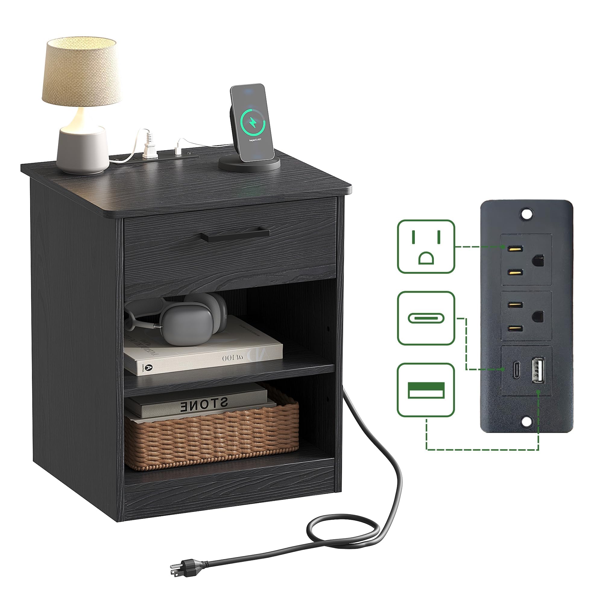 ODIKA Everyday Side Table with Fast Charging Station