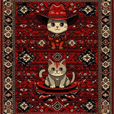 Ultra Soft Area Rug, Non Slip, Stain Resistant, Washable Area Rugs for Living Room, Bedroom, Playful Quirky Cat Aesthetic(Red)