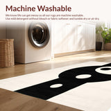 Ultra Soft Area Rug, Non Slip, Stain Resistant, Washable Area Rugs for Living Room, Bedroom, Philosophical Monochrome Circular Design(White)