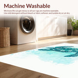 Ultra Soft Area Rug, Non Slip, Stain Resistant, Washable Area Rugs for Living Room, Bedroom, Serene Ocean Dream Rug with Artistic Turtle and Fluid Watercolor Swirls(Blue)