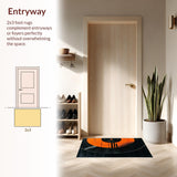 Ultra Soft Area Rug, Non Slip, Stain Resistant, Washable Area Rugs for Living Room, Bedroom, Eclectic Retro Music Motif(Orange)