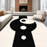 Ultra Soft Area Rug, Non Slip, Stain Resistant, Washable Area Rugs for Living Room, Bedroom, Philosophical Monochrome Circular Design(White)