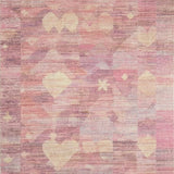 Ultra Soft Area Rug, Non Slip, Stain Resistant, Washable Area Rugs for Living Room, Bedroom, Playful Preppy Bowknot Rug Featuring Layered Ribbon Shapes and Modern Art Flair(Pink)