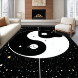 Ultra Soft Area Rug, Non Slip, Stain Resistant, Washable Area Rugs for Living Room, Bedroom, Charming Cat-Inspired Yin Yang Design(Black)