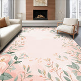 Ultra Soft Area Rug, Non Slip, Stain Resistant, Washable Area Rugs for Living Room, Bedroom, Blush Bloom Area Pink Floral Indoor(Pink)