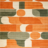 Ultra Soft Area Rug, Non Slip, Stain Resistant, Washable Area Rugs for Living Room, Bedroom, Luxurious Fluid Organic Design(Orange)