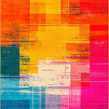 Ultra Soft Area Rug, Non Slip, Stain Resistant, Washable Area Rugs for Living Room, Bedroom, Dynamic Color Burst Abstract Motif(Orange)