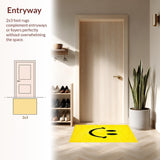 Ultra Soft Area Rug, Non Slip, Stain Resistant, Washable Area Rugs for Living Room, Bedroom, Radiant Contemporary Artistic Touch(Yellow)